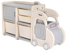 Стеллаж для игрушек Pituso Машинка с ящиками , 2 яруса Grey/Серый-белый