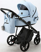 Детская коляска Adamex Porto Deluxe 3 в 1 PO-SA17 (ГОЛУБАЯ КОЖА)