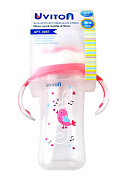 Бутылочка Uviton с широким горлышком и ручками 270 мл розовый