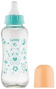 Детская бутылочка Lubby Малыши и Малышки стеклянная с соской 250 мл 0+ мес 16031