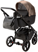 Детская коляска Adamex Nola Deluxe 3 в 1 N-SD11 (ТЕМНО-БЕЖЕВЫЙ ПЕРЛ+ЧЕРНАЯ КОЖА)