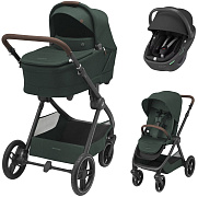 Коляска детская Maxi-Cosi Oxford Plus 3 в 1 с автокреслом Coral 360 Essential black 1978403110 Twillic Green/Зеленый