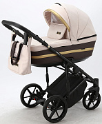 Детская коляска Adamex Rimini 2 в 1 RI84-TIP СВ.БЕЖЕВО-РОЗОВ+Т.КОРИЧНЕВ.КОЖА+ЗОЛОТО.ОТДЕЛКА