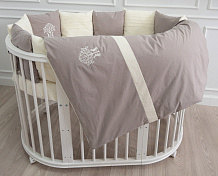 Комплект в детскую кроватку Lappetti Organic baby cotton для овальной и прямоугольной кроватки 6 предметов 6116 бежевый