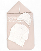 Набор муслиновых изделий Lappetti На выписку конверт,слип,чепчик ЧЗ 4 бежевый