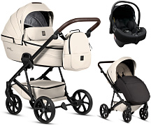 Детская коляска Tutis Viva 6 Plus Leather 3 в 1 с автокреслом Elo Lux EduSky Black 1612086 Vanilla