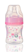Бутылочка антиколиковая BabyOno c широким горлышком 120 мл розовый/совы