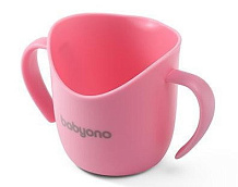 Эргономичная кружечка BabyOno для самостоятельного питья Flow розовая