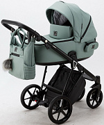 Детская коляска Adamex Porto Deluxe 3 в 1 PO-SA20 (СЕР-ЗЕЛЁН.КОЖА)