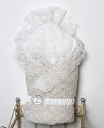 Детское одеяло-конверт вязанный Lappetti трикотажный, мех жемчужный