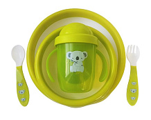 Набор детской посуды Uviton тарелочки, поильник, столовые приборы зеленый