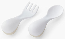 Набор столовых приборов Happy Baby ложка и вилка 15060 white & light gray