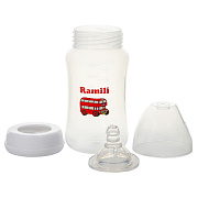 Противоколиковая бутылочка Ramili Baby 240 мл. с двумя сосками 0+ и 3+ (240MLBT100M, слабый и средний поток)