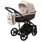 Детская коляска Adamex Amelia 3 в 1 AM267-TIP (СВ.БЕЖ.ТК+ КОРИЧНЕВ.КОЖА)