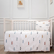 Комплект постельного белья Lappetti Маленький гонщик 3 предмета серо-голубой