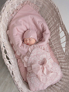 Конверт на выписку НаследникЪ Выжанова плед с поясом 90х90 см 01033 ЧЗ пудра