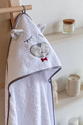 Махровая пеленка с уголком Lappetti Котик серый ЧЗ