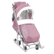 Детские санки-коляска Nika Наши Детки 7-5К пыльно-розовый Шишка серый каркас