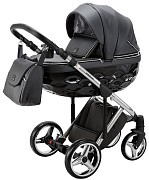 Детская коляска Adamex Chantal Special Edition Deluxe 3 в 1 С114 (ЧЕРН.ПЕРЛ.КОЖА+ХРОМ РАМА)