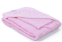 Полотенце с уголком и варежкой Nuovita Grazia 100x100 махра/плюш-клетка розовый / rosa