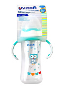 Бутылочка Uviton с широким горлышком и ручками 270 мл мятный
