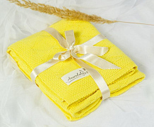 Детский плед вязаный AmaroBaby Pure Love Ромбы 105х75 см желтый