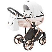 Детская коляска Adamex Chantal Star Collection 3 в 1 STAR106 БЕЛ.КОЖА+РОЗОВ.ЗОЛОТО РАМА