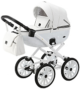 Детская коляска Adamex Chantal Retro Deluxe 3 в 1 C104A (БЕЛАЯ 100% КОЖА-ХРОМ.МОЛНИИ)