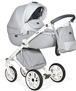Детская коляска Indigo Porto 2 в 1 Po 02 св.серая кожа+св.серый лен