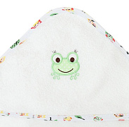 Детское полотенце с уголком Alis Зверята new махровое 105х105 см белый