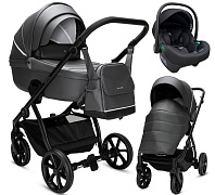 Детская коляска Noordi Fjordi Leather V2 3 в 1 с автокреслом Terra Edusky Black 1462819 Shadow Grey