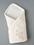 Конверт-одеяло Little Star на выписку вязаный весна-осень 31331 мишка бант, крем