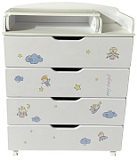 Детский пеленальный комод Антел Ariel белый/Ангелочки
