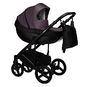Детская коляска Indigo Tour Eco 2 в 1 Te08 черная кожа+фиолетовый