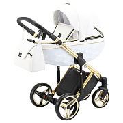 Детская коляска Adamex Chantal Special Edition Deluxe 2 в 1 C101 (БЕЛ.КОЖА ЗОЛОТ.РАМА)