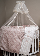 Комплект в кроватку Lappetti Ривьера для овальной и прямоугольной кроватки 6 предметов розовый