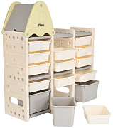 Стеллаж для игрушек Pituso Домик с ящиками Green/Серый-белый-фисташка