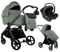 Детская коляска Pituso Teffy 3 в 1 с автокреслом Santiso Pro Black Sage Green/Graphite