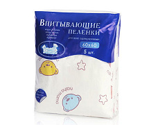 Пеленки впитывающие гигиенические одноразовые Наша мама, 60х60 см, 5 шт 0566