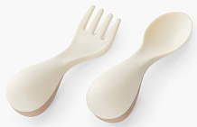 Набор столовых приборов Happy Baby ложка и вилка 15060 cream & light brown