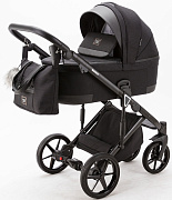 Детская коляска Adamex Marco 2 в 1 GA12 (ЧЕРН. ТК. + ЧЕРН.КОЖ.ОТД.)