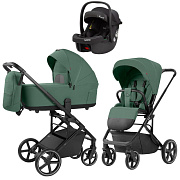 Коляска Carrello Alfa CRL-6522 2025 Ammonite AY329 Pro Absolute Black 3 в 1 Meadow Green