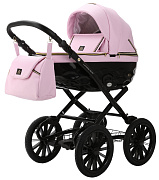 Детская коляска Adamex Chantal Retro Deluxe 3 в 1 C132 (РОЗОВ.ЗЕФИР 100% КОЖА)