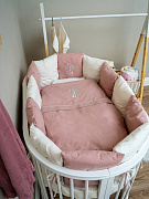 Комплект в детскую кроватку Lappetti Organic baby cotton для овальной и круглой кроватки 6 предметов розовый
