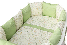 Комплект в кровать Lappetti Летняя история для овальной кроватки 6 предметов оливковый