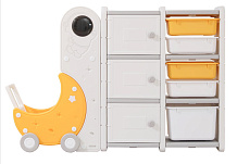Стеллаж для игрушек UNIX Kids Moon 8 (3 полки + 5 ящиков) желтый/белый