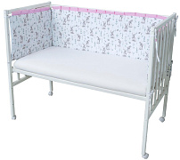 Борт в кроватку Indigo Лесные зверята из 4-х частей, с рюшкой, чехлы съемные, поплин зайки