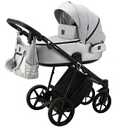 Детская коляска Adamex Porto 2 в 1 PO-PS89 (СВ.СЕРЫЙ+СЕРЕБРИСТАЯ КОЖА)