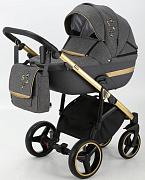 Детская коляска Adamex Cortina Special Edition 2 в 1 CT-462 (кожа серая+серый+золото)
