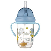 Поильник непроливайка Canpol babies Bonjour Paris с трубочкой 270 мл от 6 мес 56/607 голубой